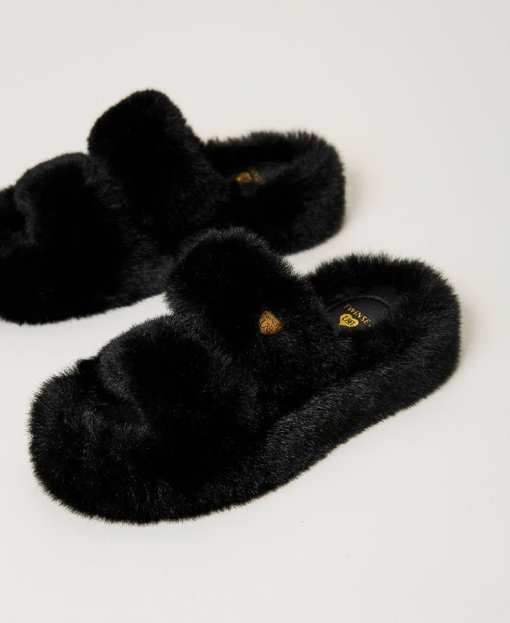 Scee by twin set Sandali slide in faux fur In Linea