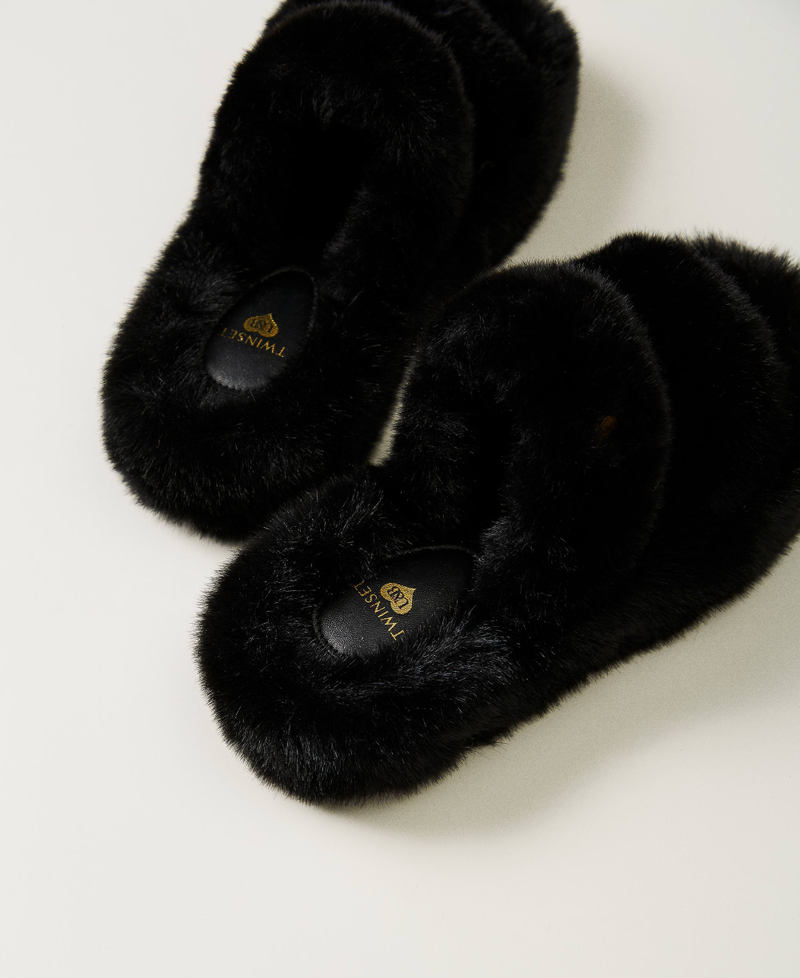Scee by twin set Sandali slide in faux fur In Linea