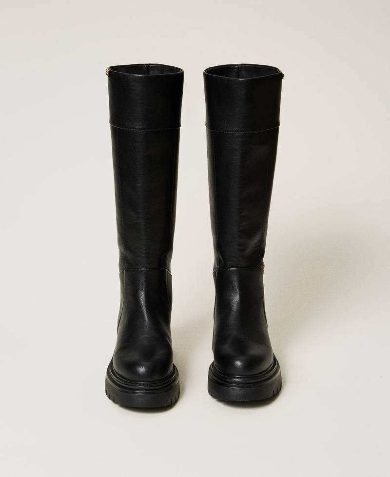 Scee by twin set Stivali alti con targhetta logo Vendita