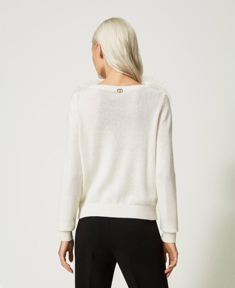 Scee by twin set Maglia regular in misto lana con piume Pezzi Unici