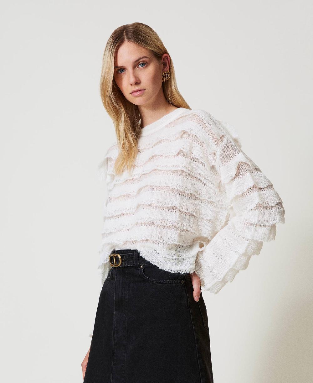 Scee by twin set Maglia boxy con balze effetto pizzo Negozi Online