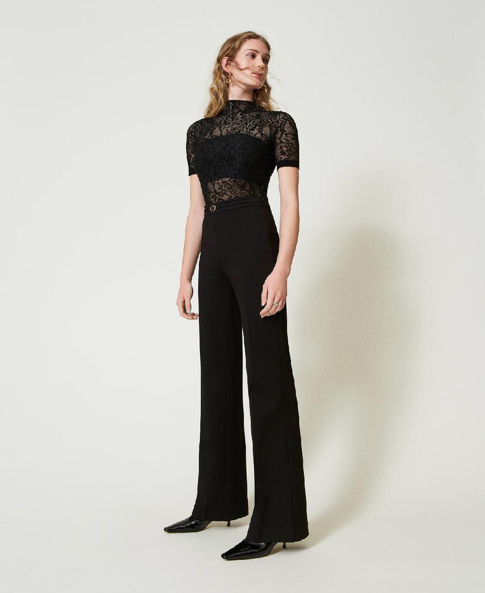Scee by twin set Pantaloni straight leg con cinturino Oval T Consegna Veloce