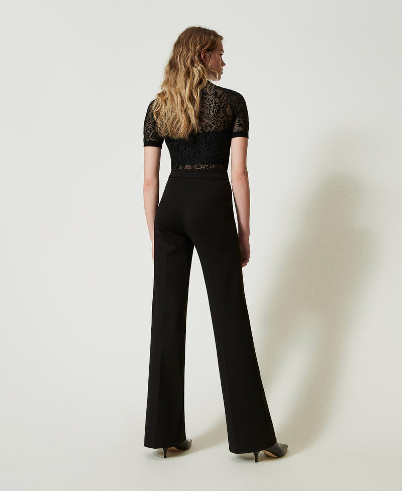 Scee by twin set Pantaloni straight leg con cinturino Oval T Consegna Veloce
