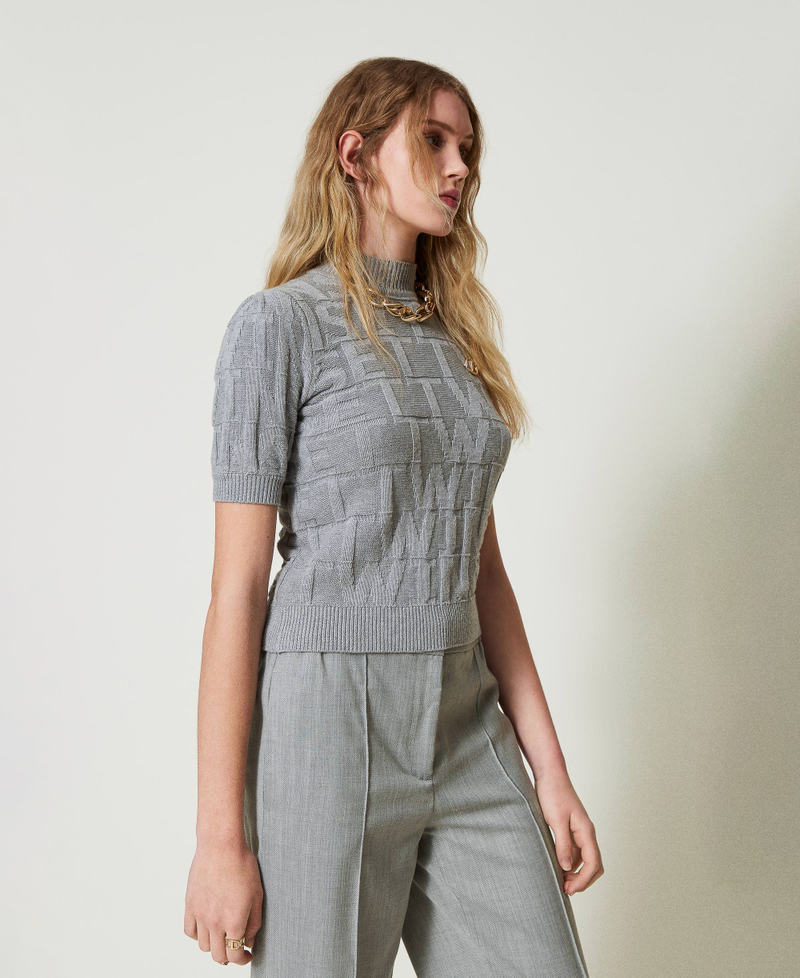 Scee by twin set Maglia in cotone e cashmere con logo Prezzo Ridotto