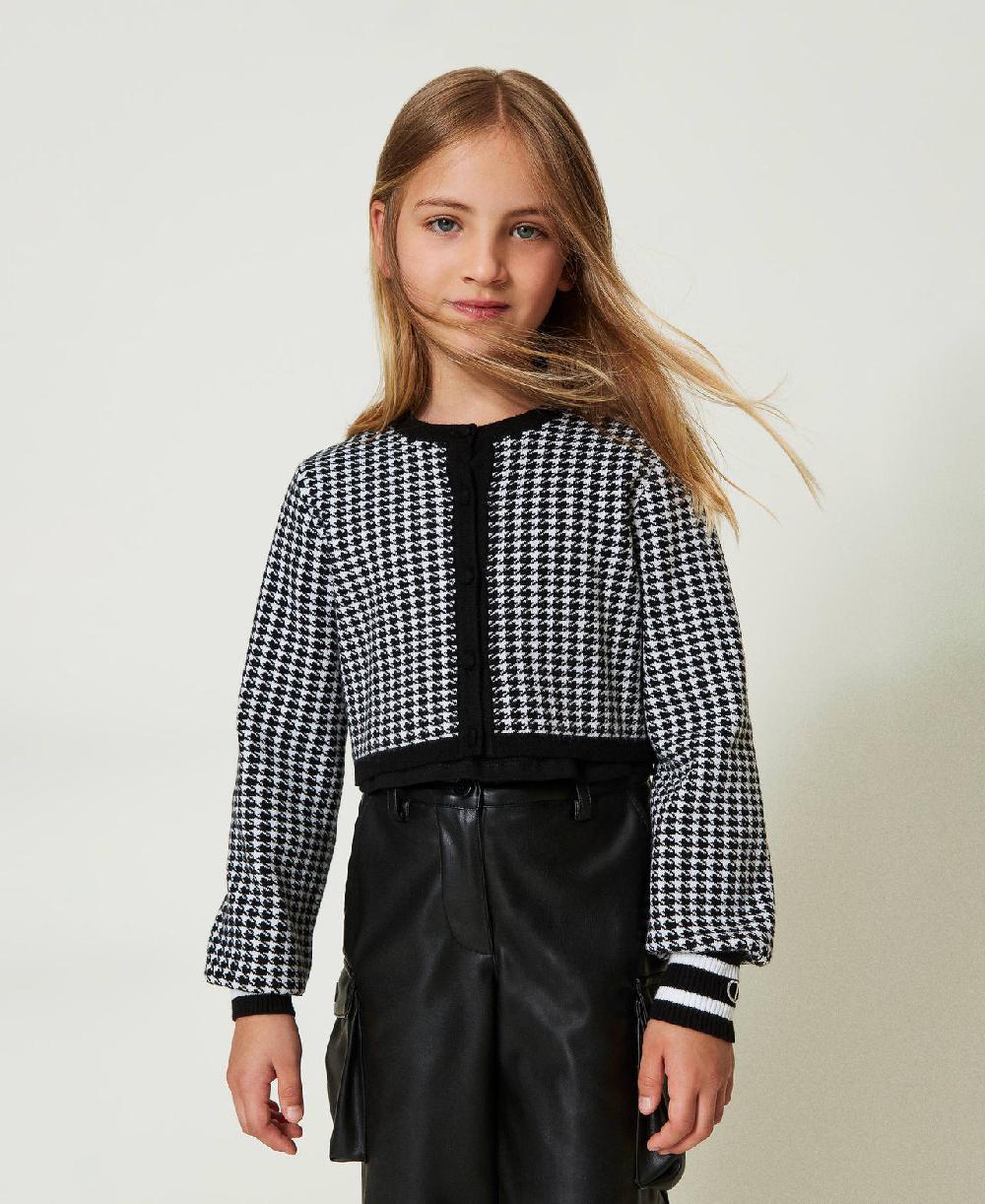 Scee by twin set Giacca in maglia jacquard pied de poule Offerta