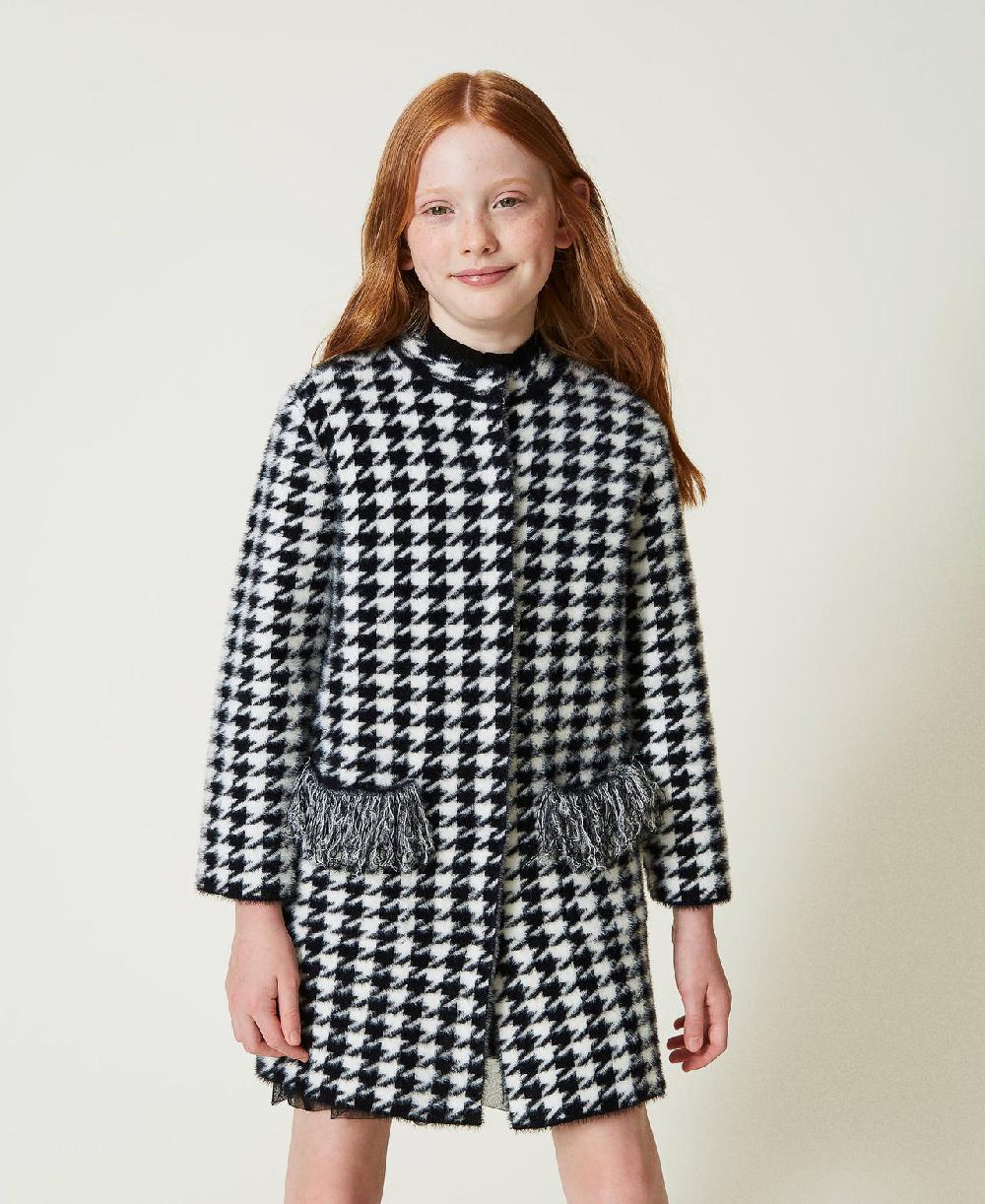 Scee by twin set Cappotto in maglia jacquard pied de poule Economico