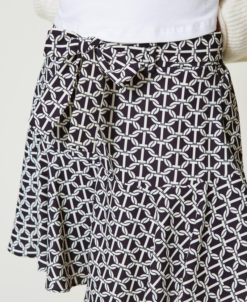 Scee by twin set Gonna pantalone in crêpe de Chine con stampa In Vendita