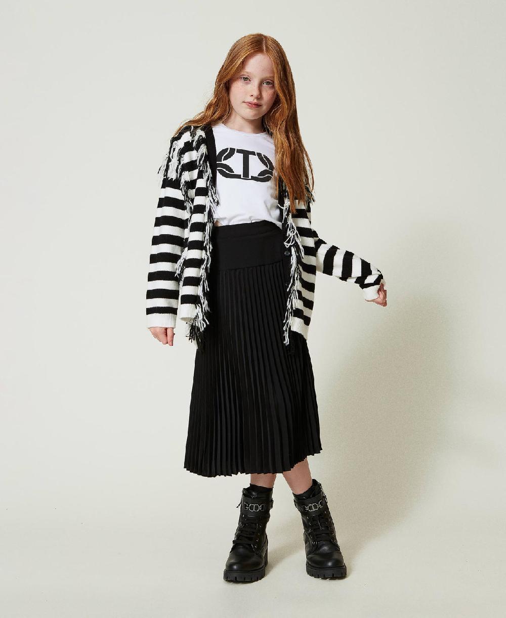 Scee by twin set Maxi cardigan in maglia a righe con frange Hotsell