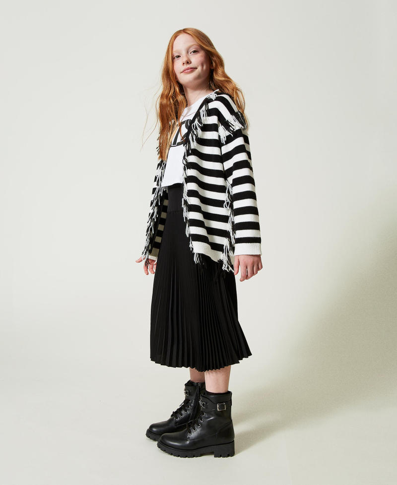 Scee by twin set Maxi cardigan in maglia a righe con frange Hotsell