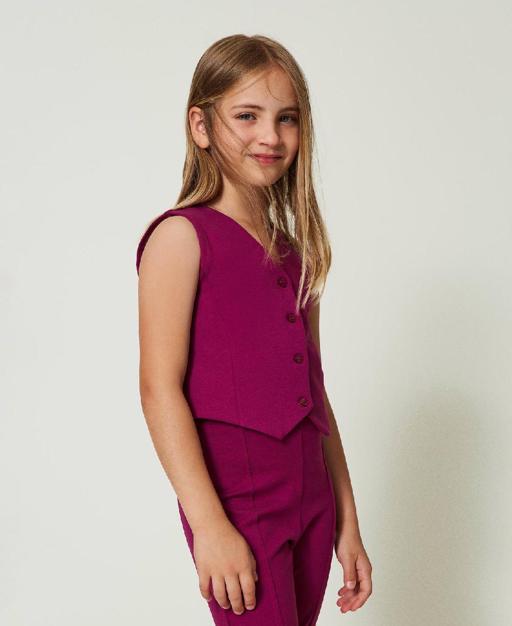Scee by twin set Gilet monopetto con bottoni in tono Saldi Di Fabbrica