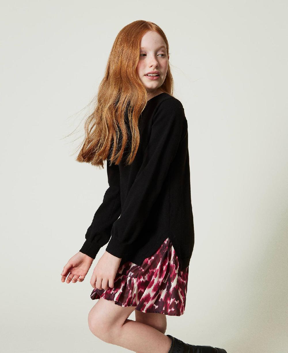 Scee by twin set Abito corto in maglia con inserto stampato Nuova