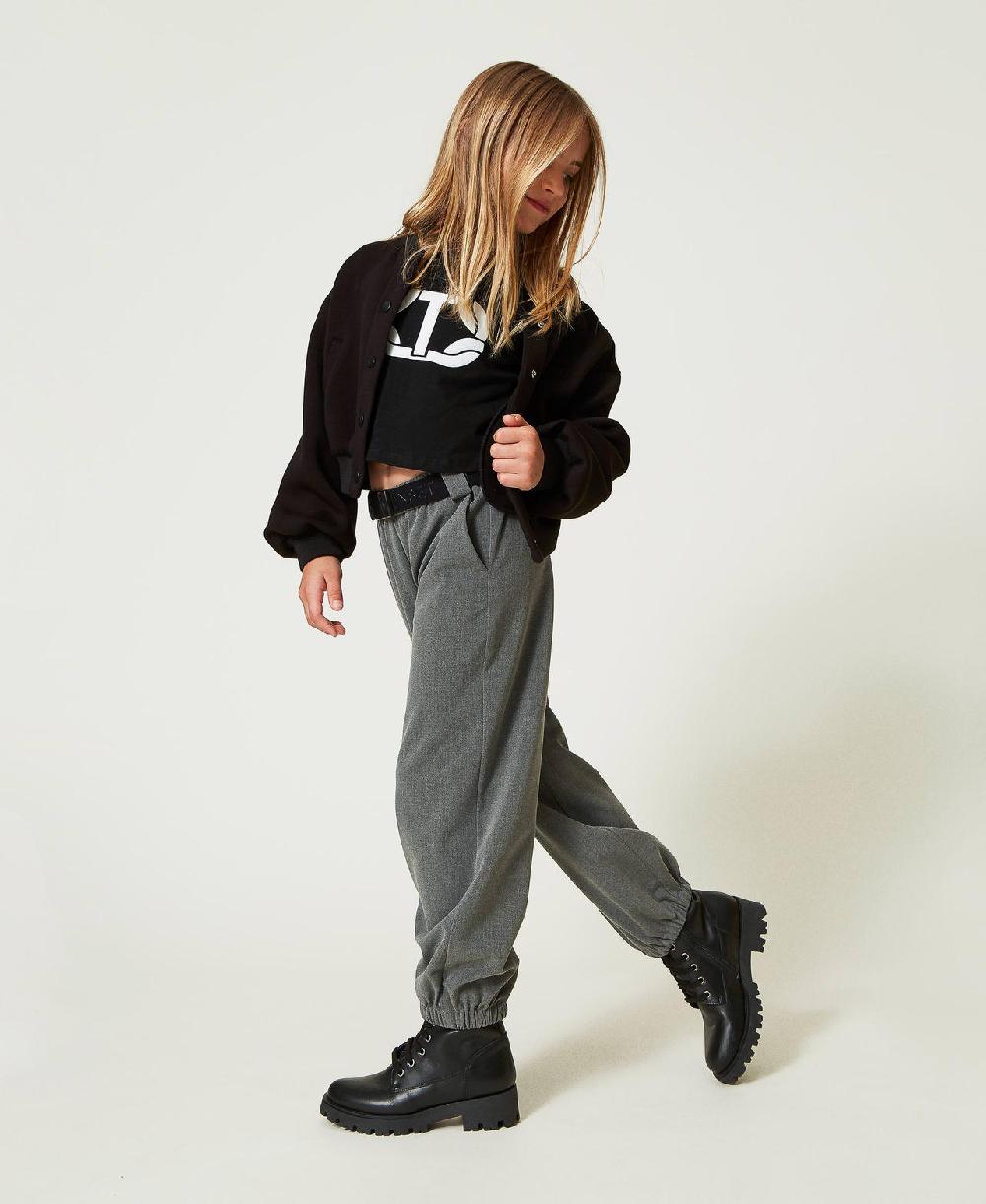 Scee by twin set Pantaloni joggers in flanella con cintura Moda