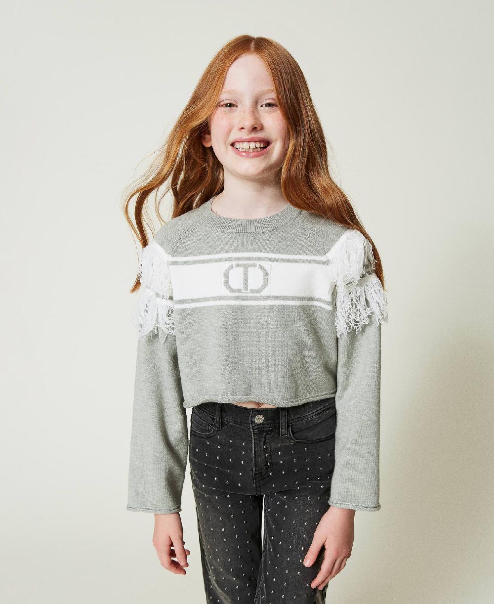 Scee by twin set Maglia con Oval T jacquard e frange 2025