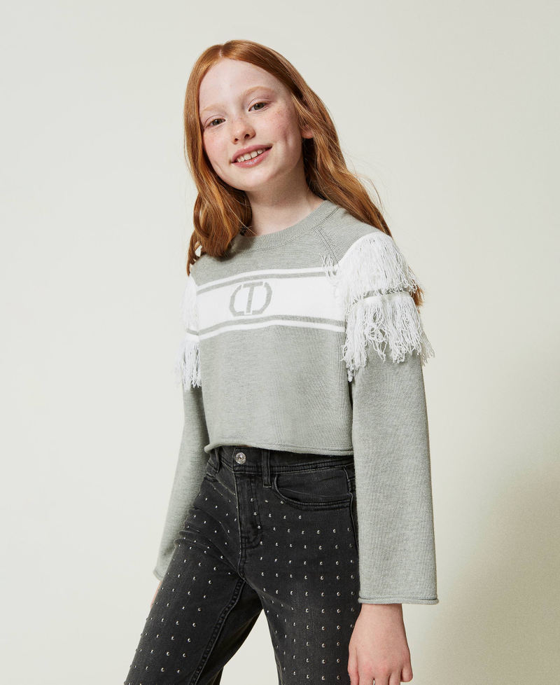 Scee by twin set Maglia con Oval T jacquard e frange 2025