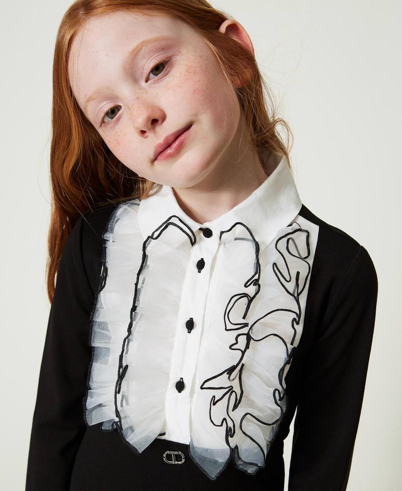 Scee by twin set Abito corto con volant in organza Comprane uno, ottenene uno gratis