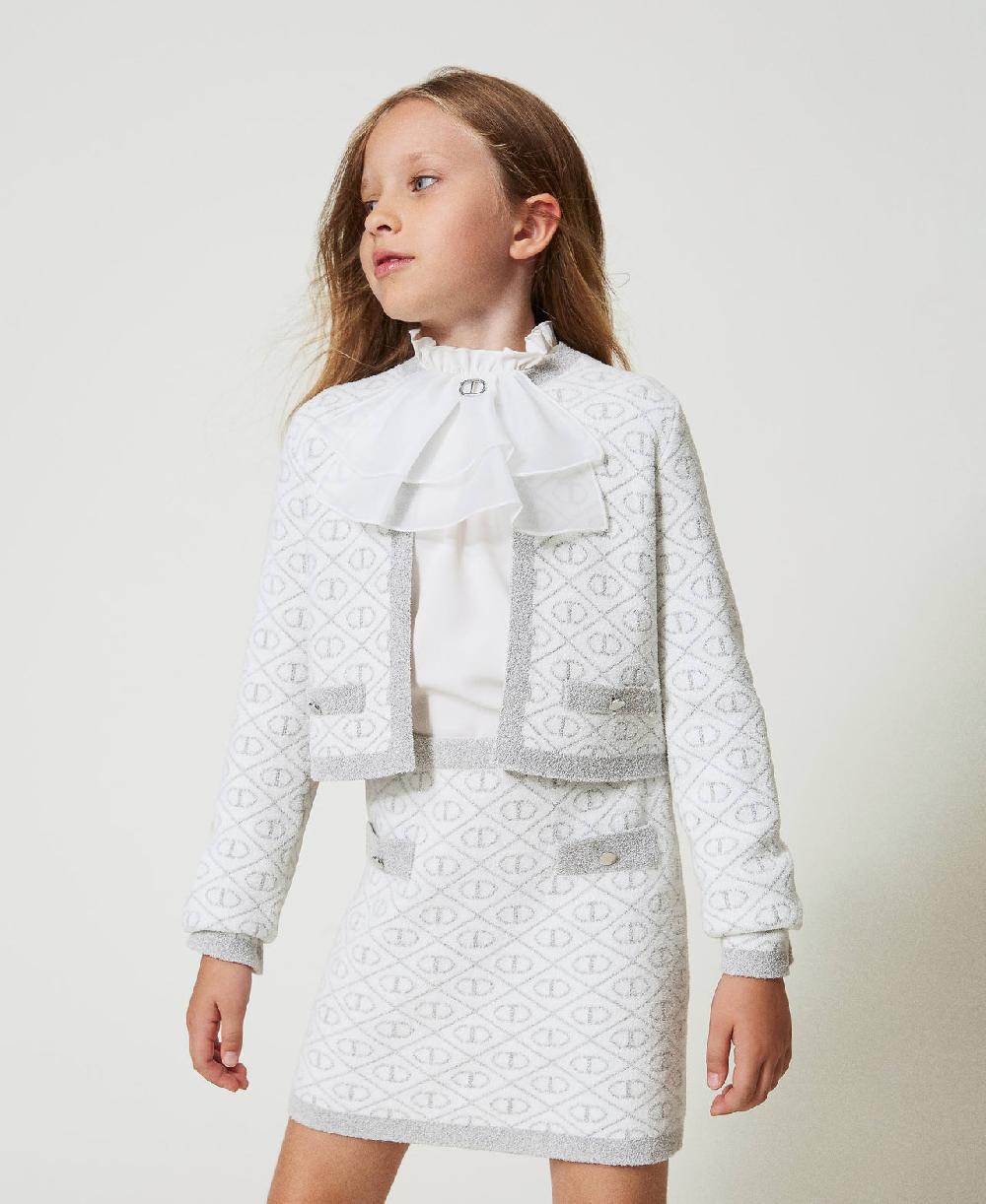 Scee by twin set Gonna corta in maglia jacquard con Oval T Acquista Ora