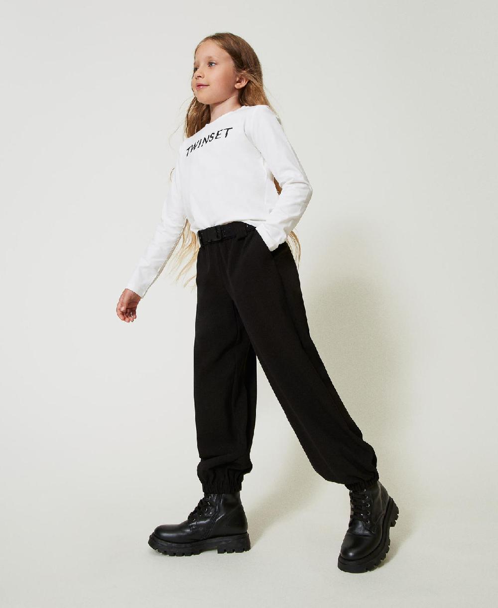 Scee by twin set T-shirt cropped con logo ricamato Sconti VIP