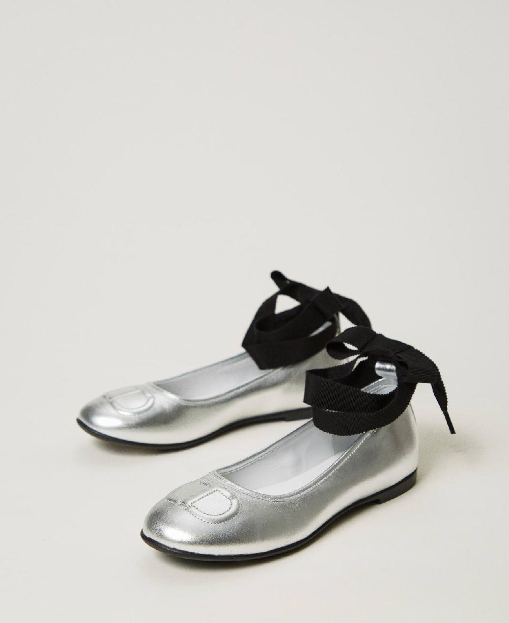 Scee by twin set Ballerine in pelle con nastri In Vendita