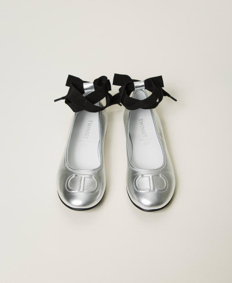 Scee by twin set Ballerine in pelle con nastri In Vendita