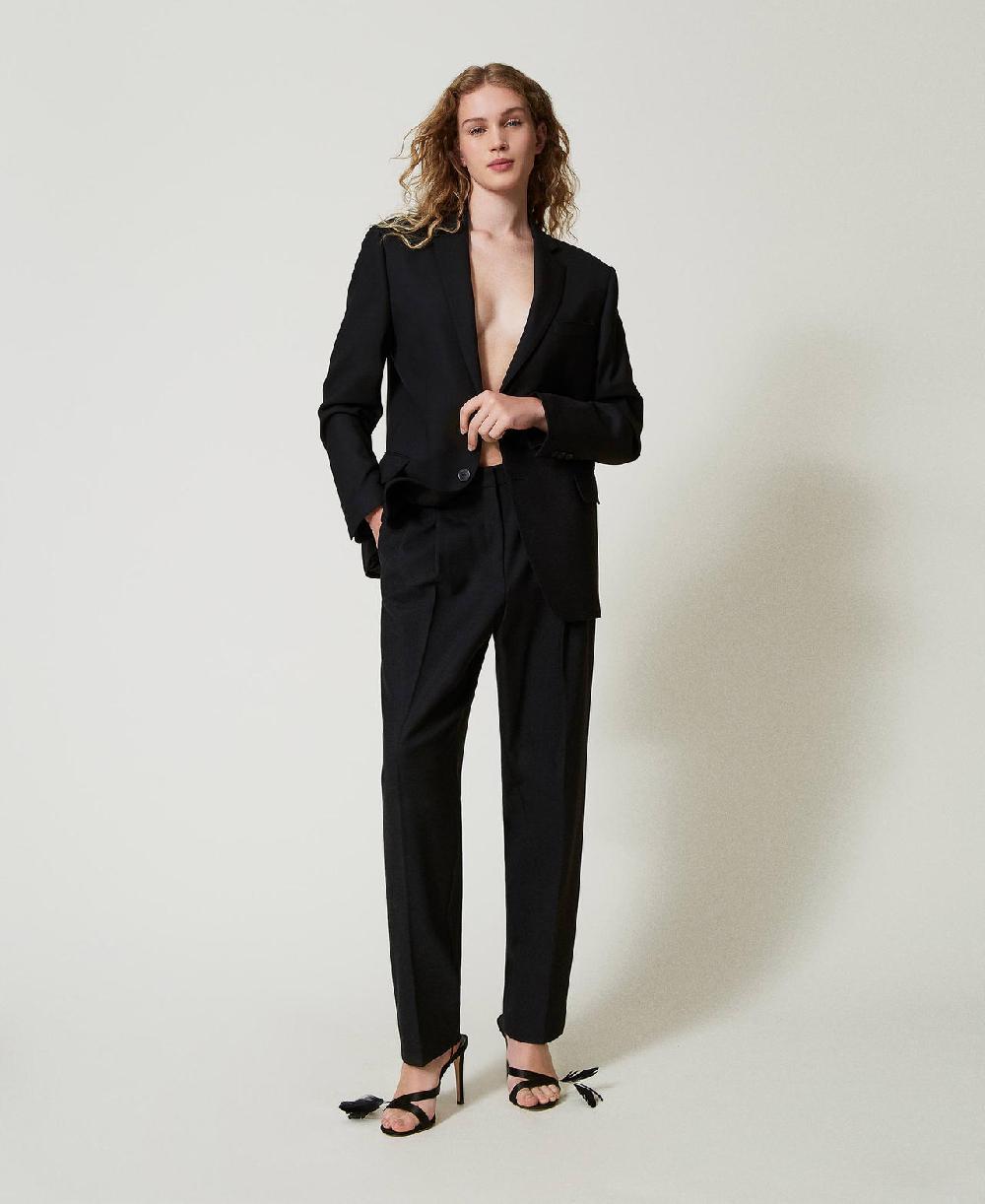 Scee by twin set Pantaloni in serge misto lana Saldi