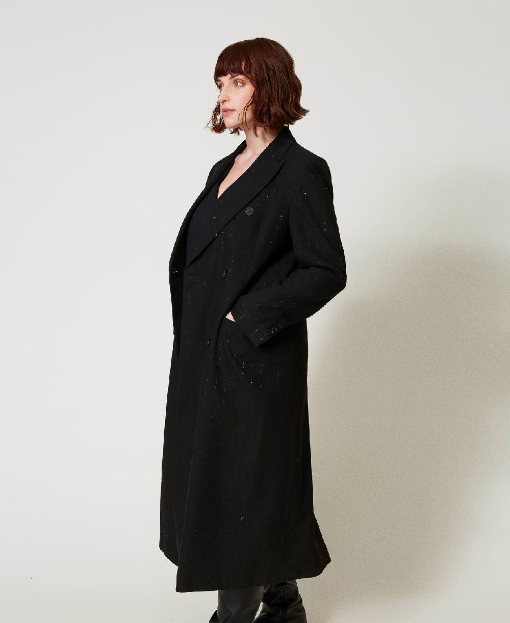 Scee by twin set Cappotto in panno con paillettes Hotsell