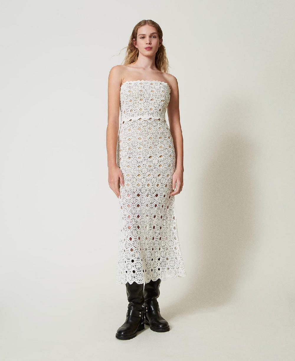 Scee by twin set Abito lungo bustier in maglia crochet In Saldo