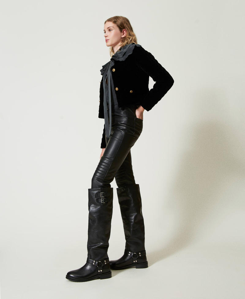 Scee by twin set Pantaloni biker 'Fairfax' in pelle 2025