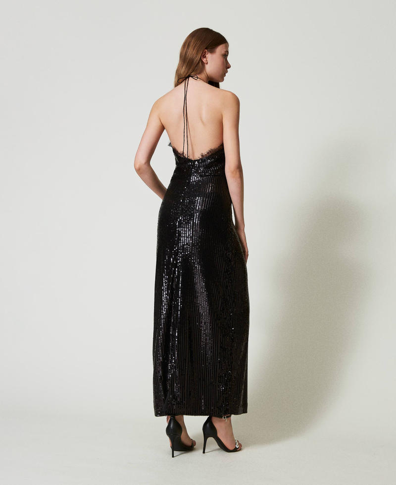 Scee by twin set Abito lungo in paillettes con pizzo Qualità