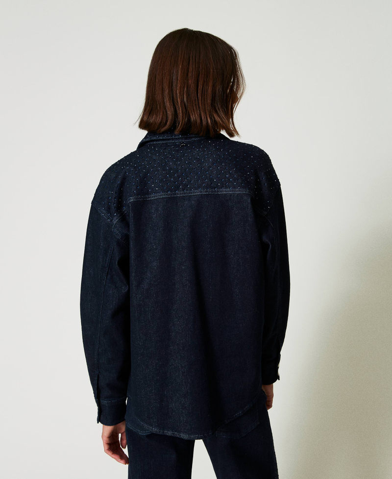 Scee by twin set Camicia in jeans con strass Promozione