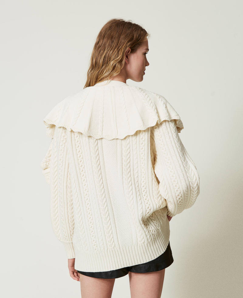 Scee by twin set Cardigan in misto lana con volant Spedizione Gratuita