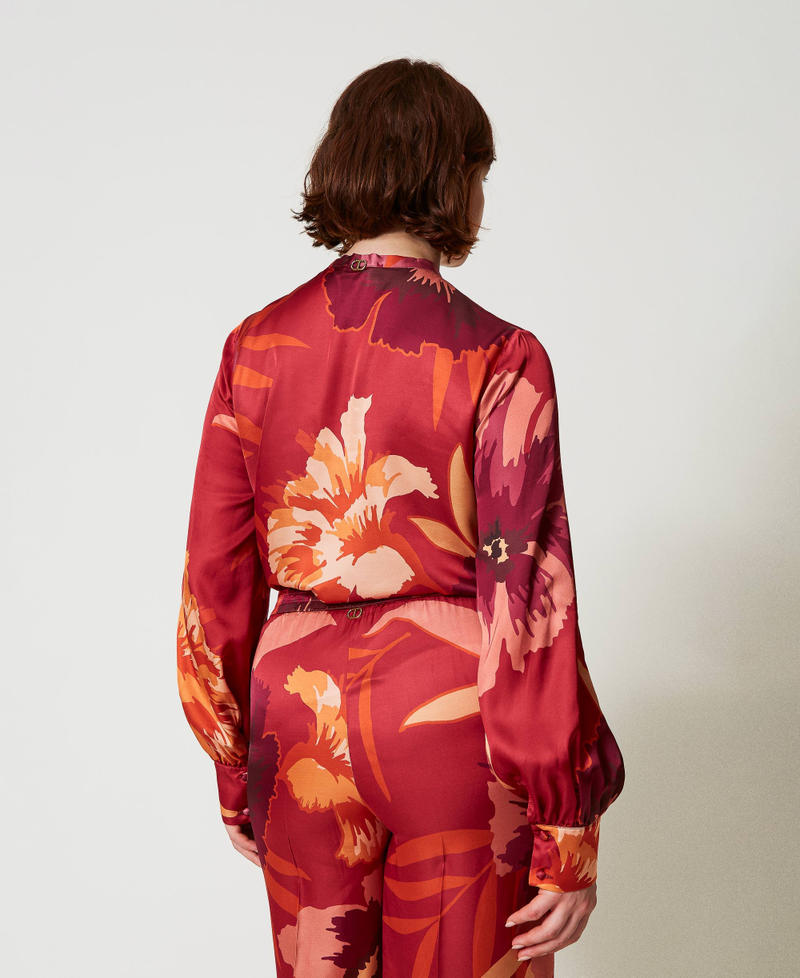 Scee by twin set Camicia in raso a fiori Acquista Ora