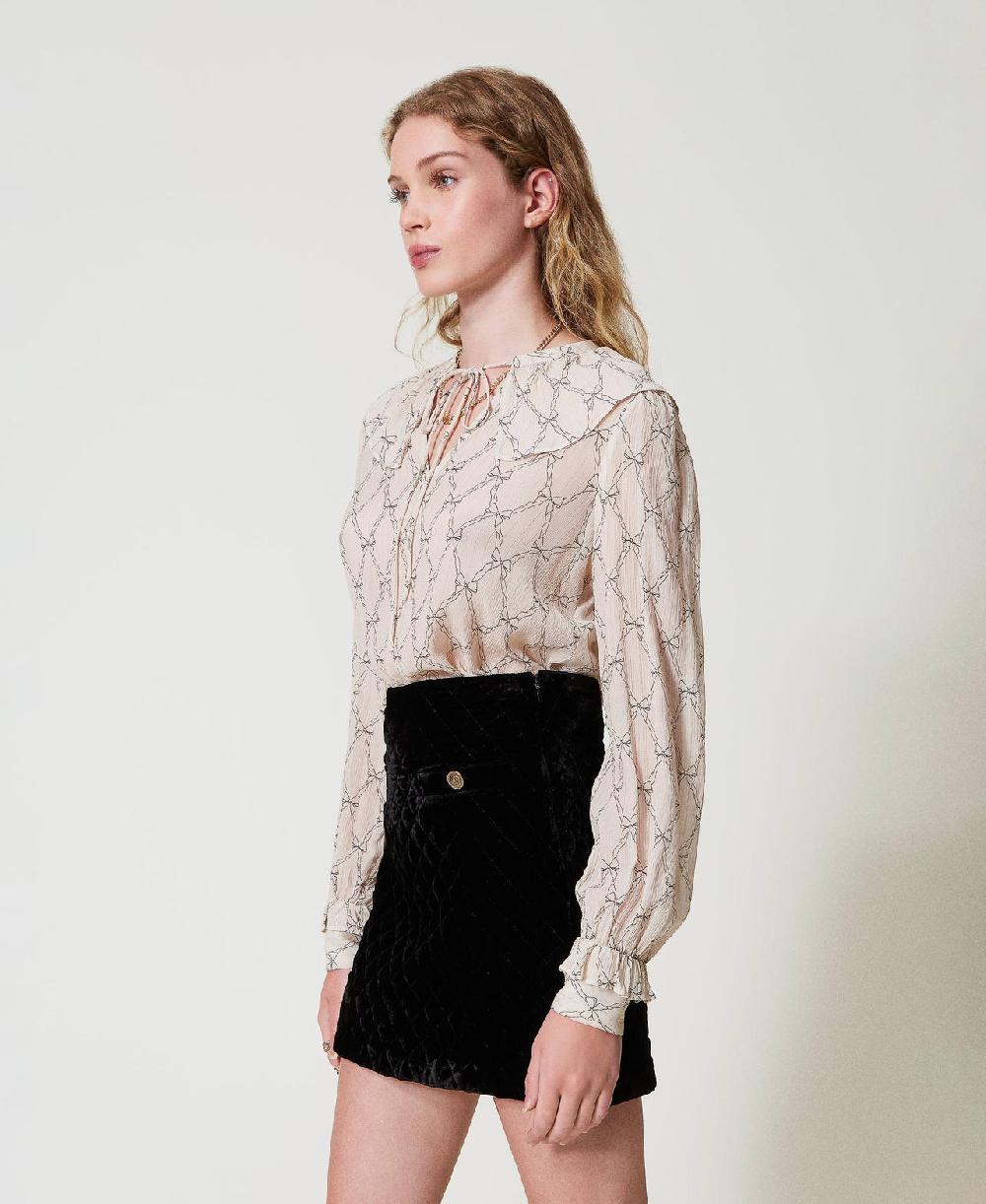 Scee by twin set Blusa in creponne con stampa fiocchi Shopping Online