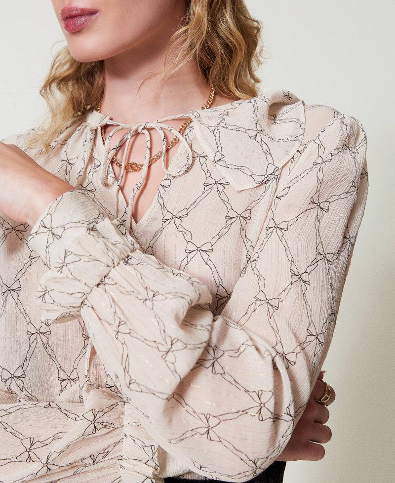 Scee by twin set Blusa in creponne con stampa fiocchi Shopping Online