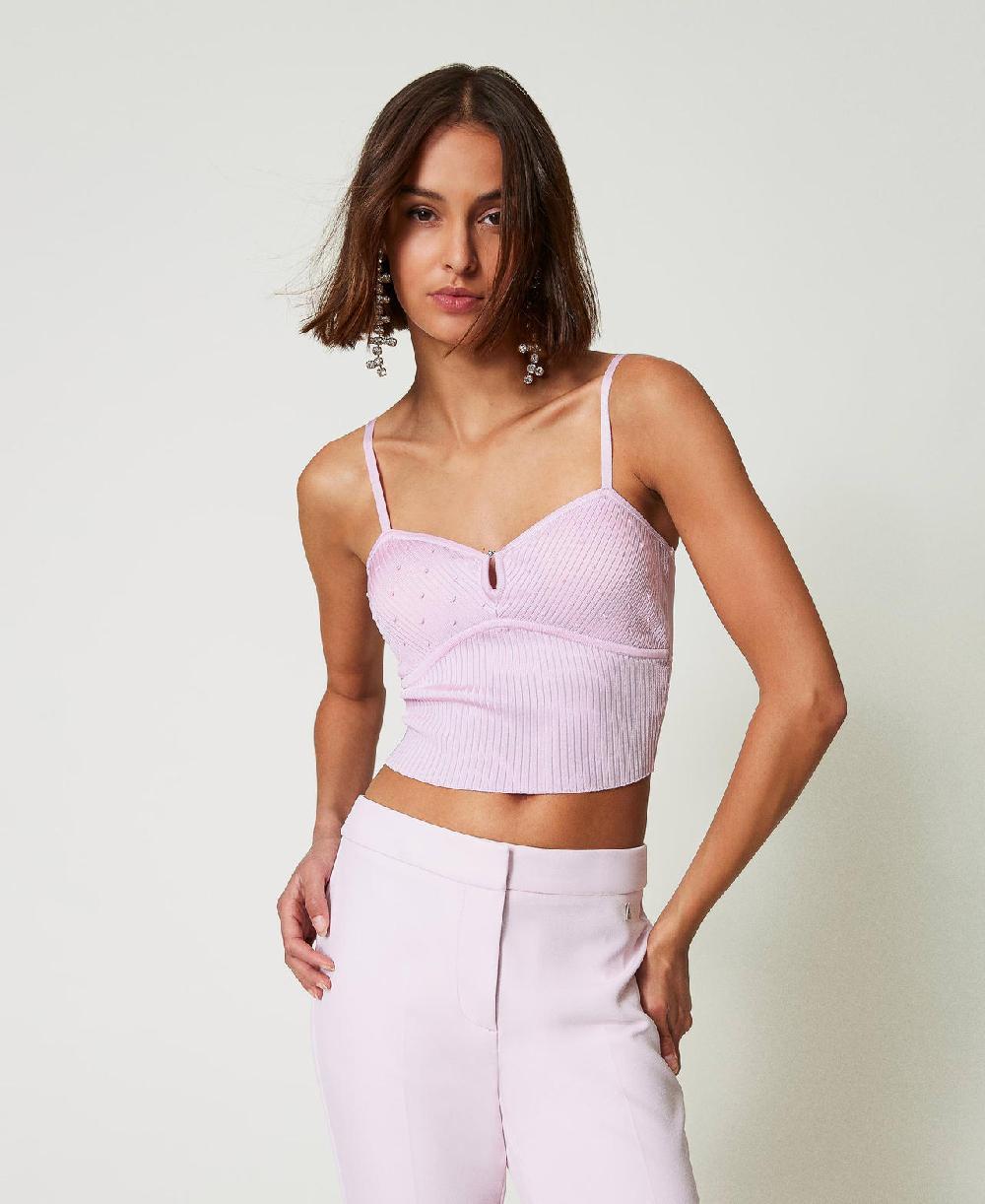 Scee by twin set Top in filato riciclato con perline Affare Del Giorno