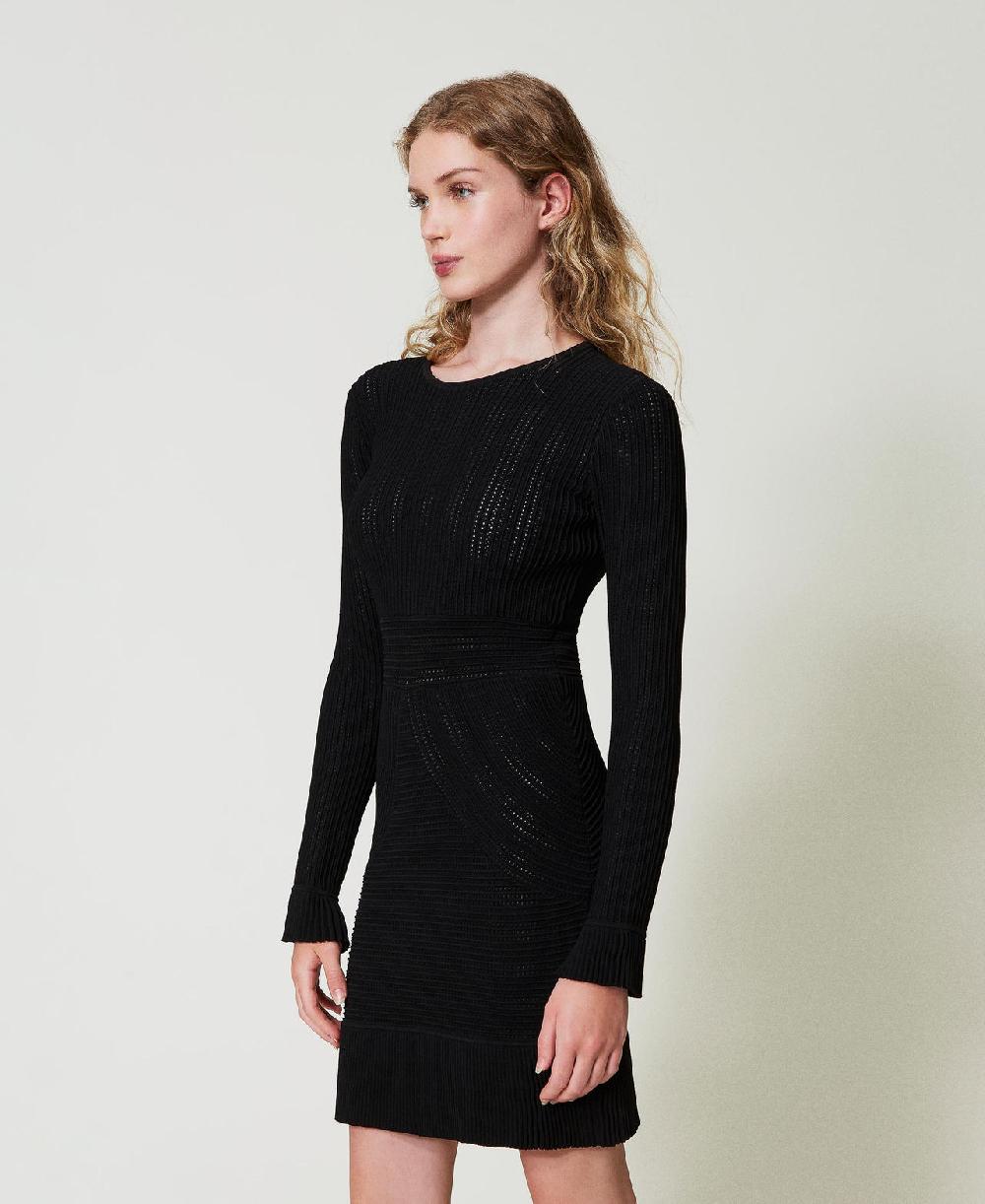 Scee by twin set Abito corto in maglia con mix di punti Presa