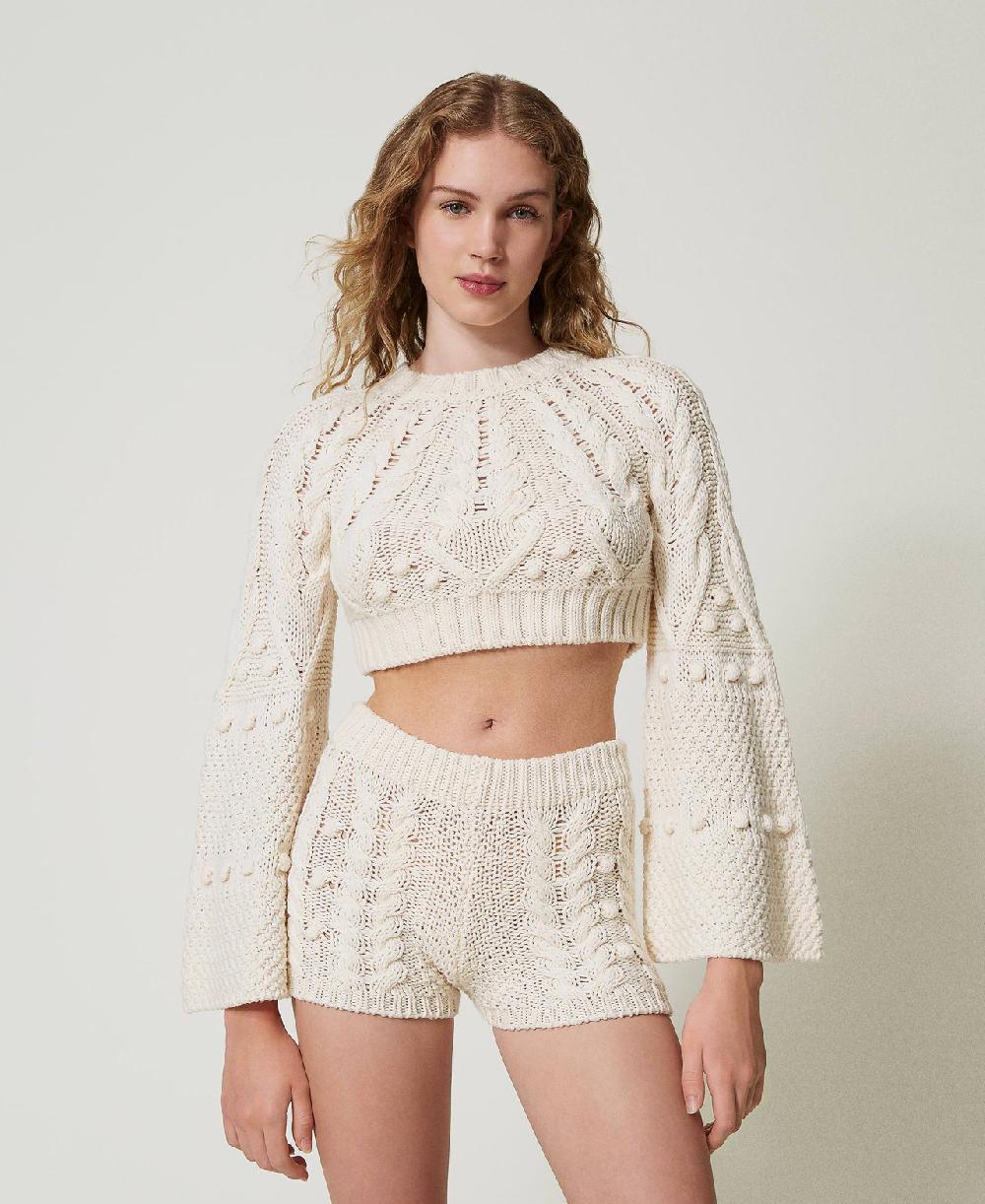 Scee by twin set Maglia cropped in lana Offerta