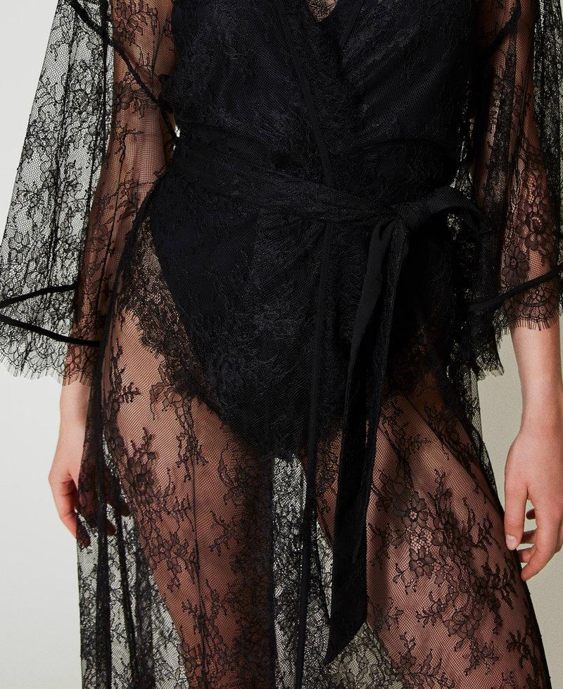 Scee by twin set Vestaglia lunga in pizzo con cintura Saldi Di Fabbrica