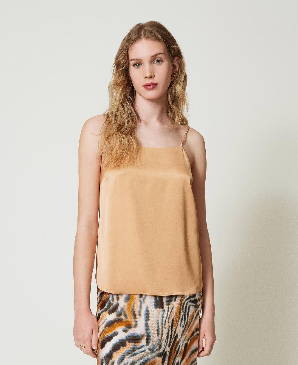 Scee by twin set Top in raso con scollo dritto Vendite Flash