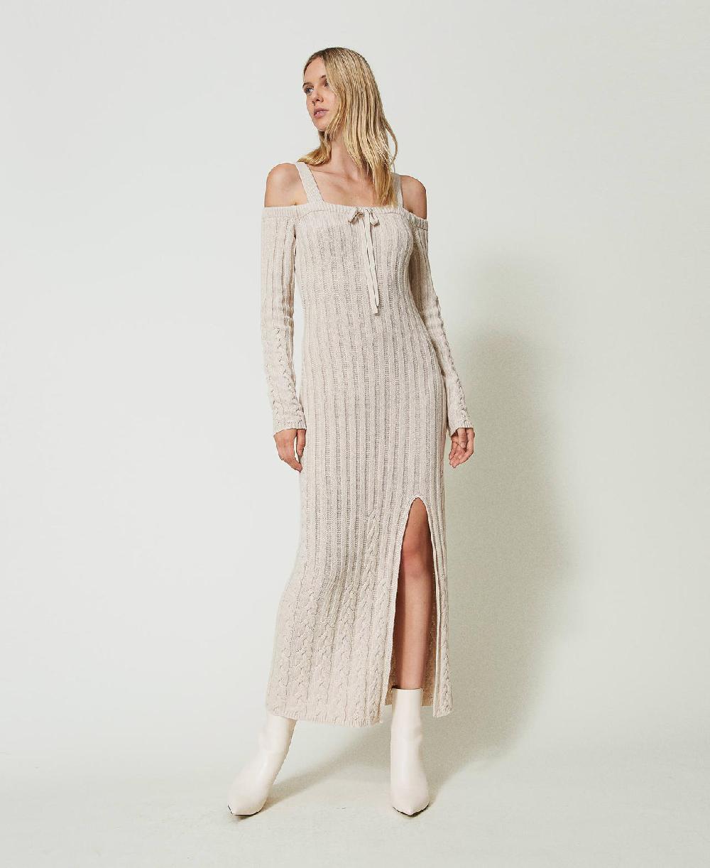 Scee by twin set Abito lungo in filato Treeblend con trecce Moda