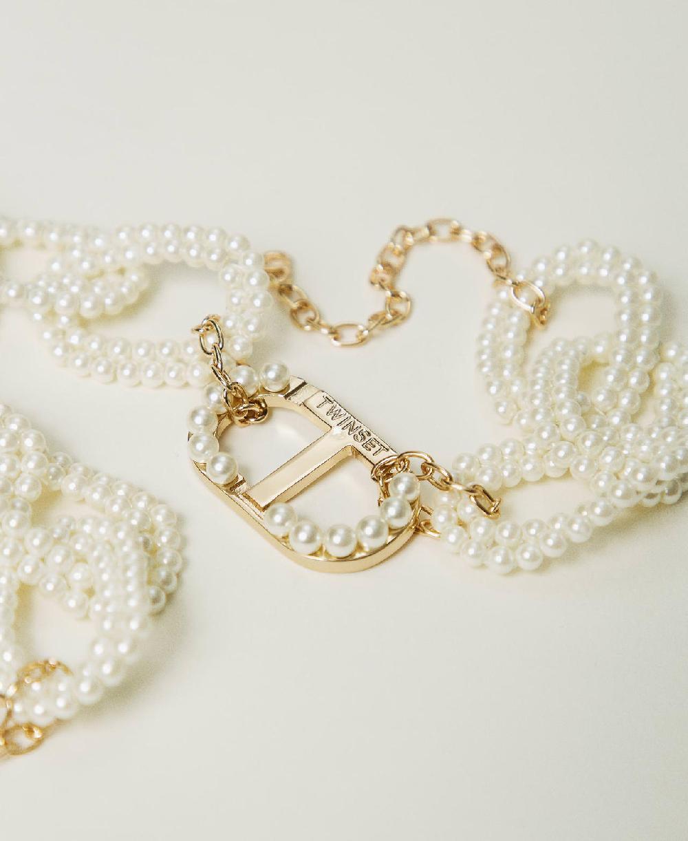 Scee by twin set Collana con catena di perle e Oval T Spedizione Gratuita