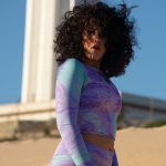 Sort of looser Eco-Crop Top Yoga_Violet Vendita Calda
