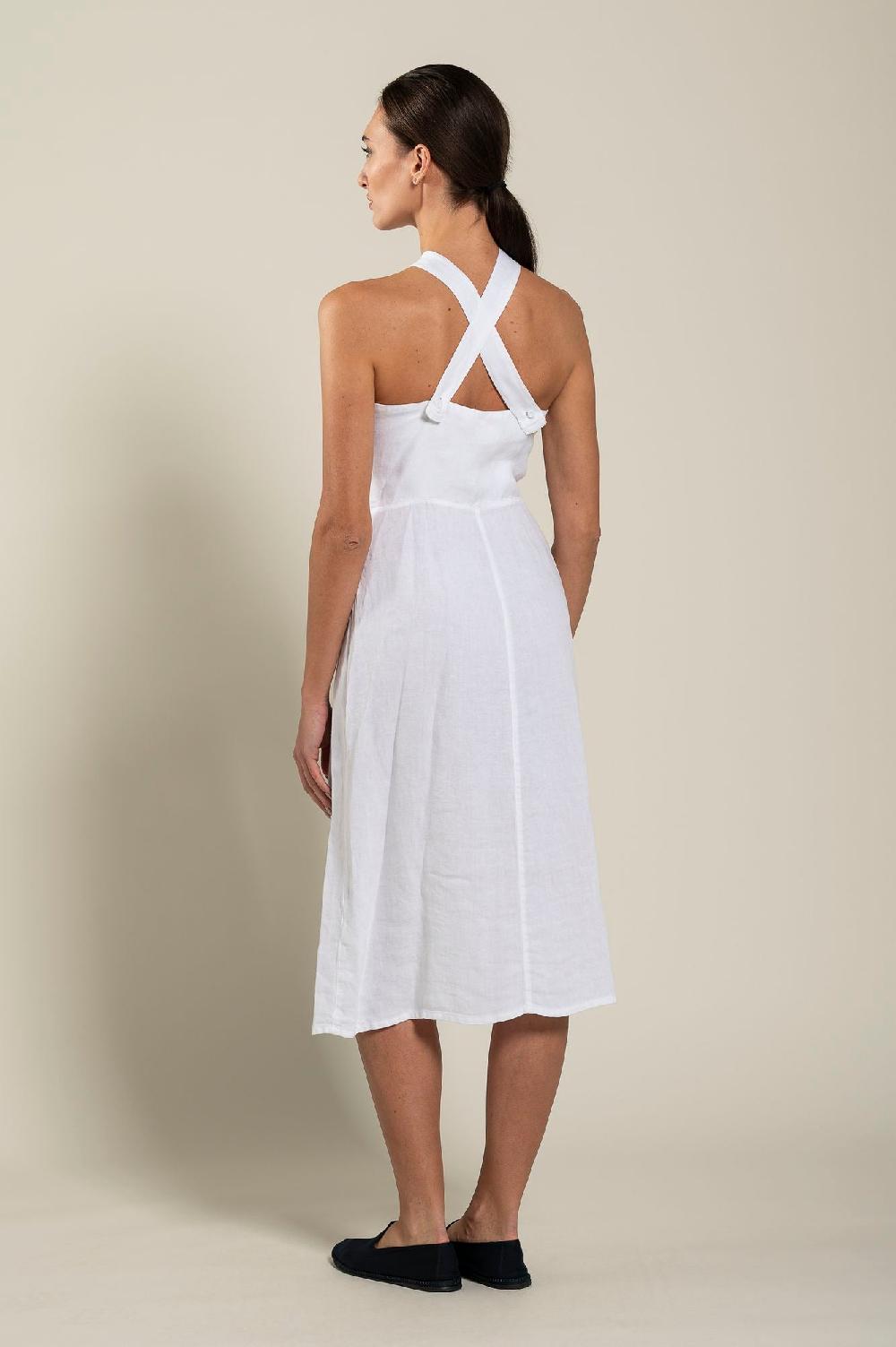 120% Lino Woman Crossover Neck Dress Prezzo Ridotto