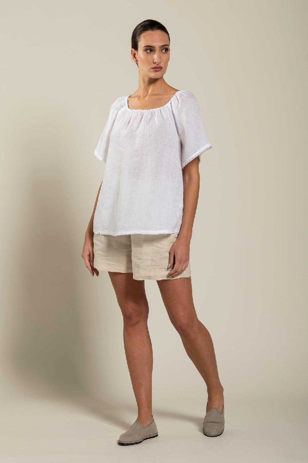 120% Lino Short Sleeve Woman Blouse Presa