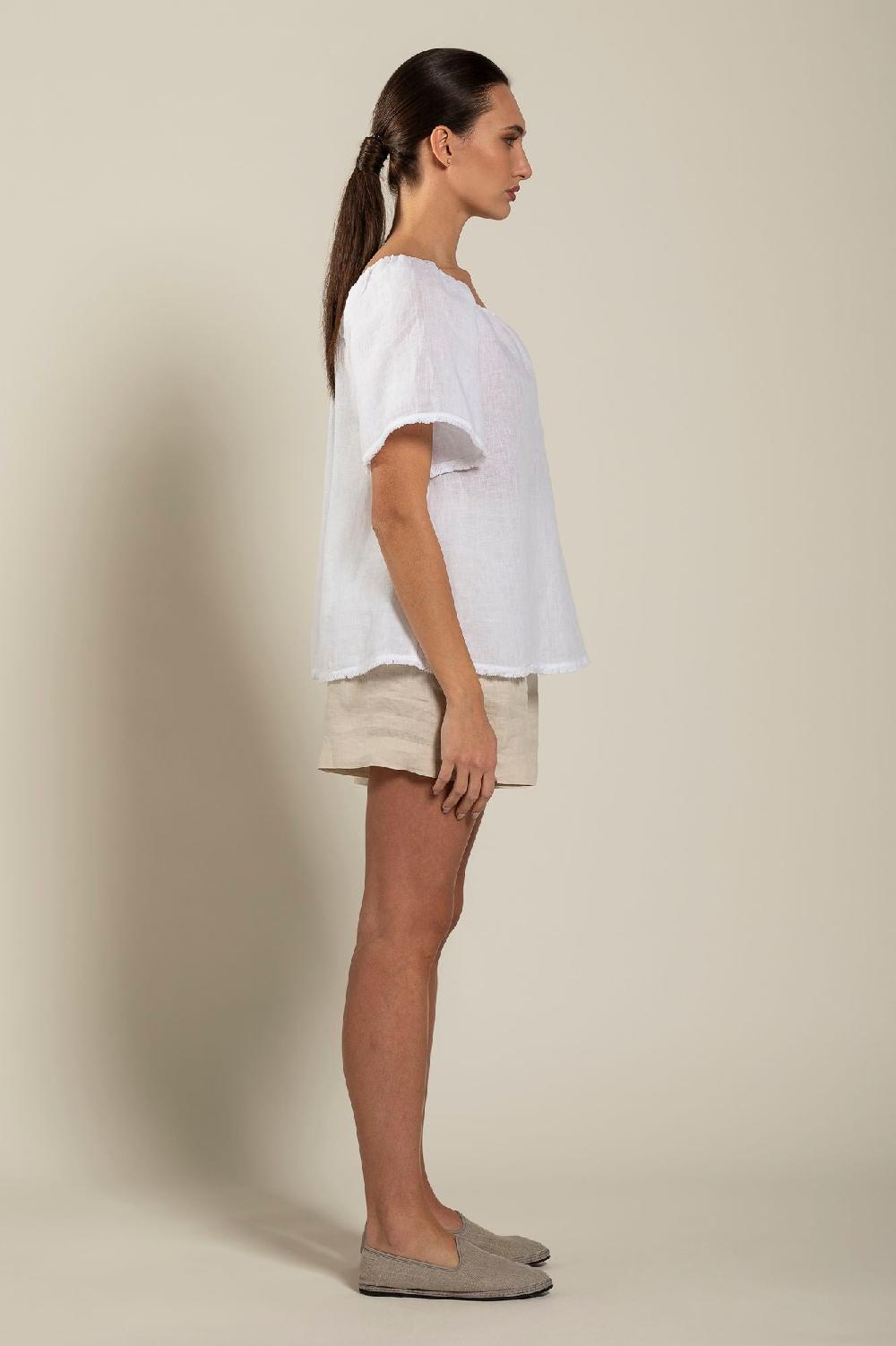 120% Lino Short Sleeve Woman Blouse Presa