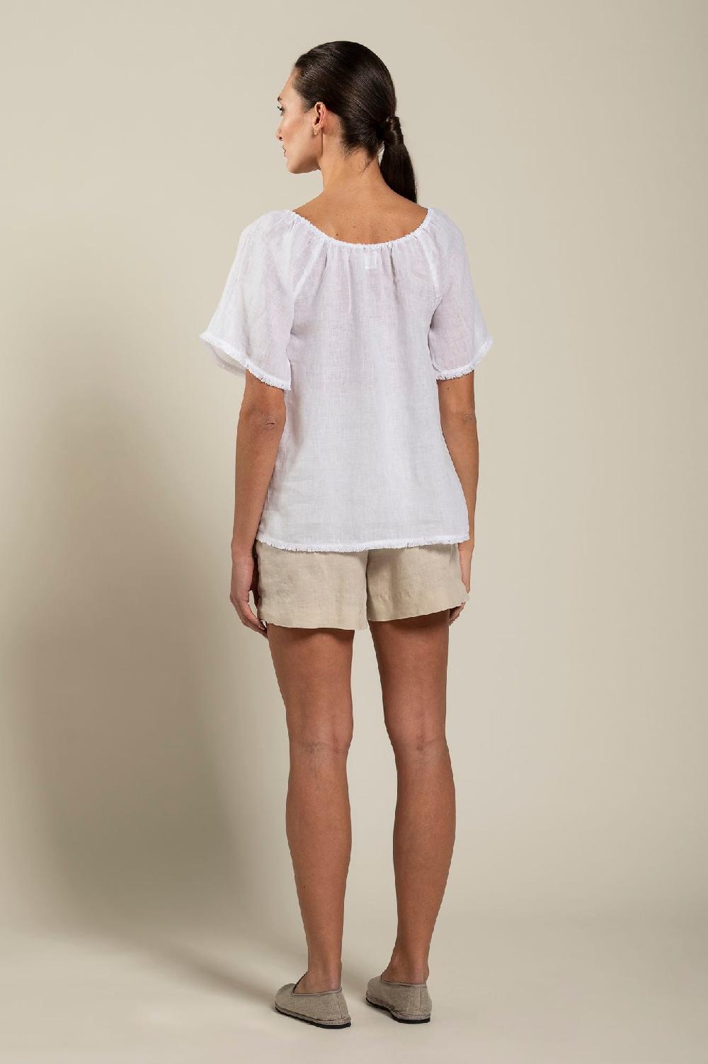 120% Lino Short Sleeve Woman Blouse Presa