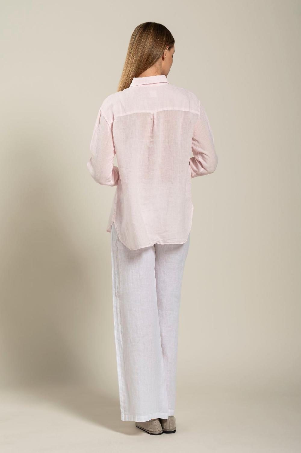 120% Lino Long Sleeve Woman Classic Shirt With Pocket Vendita Calda