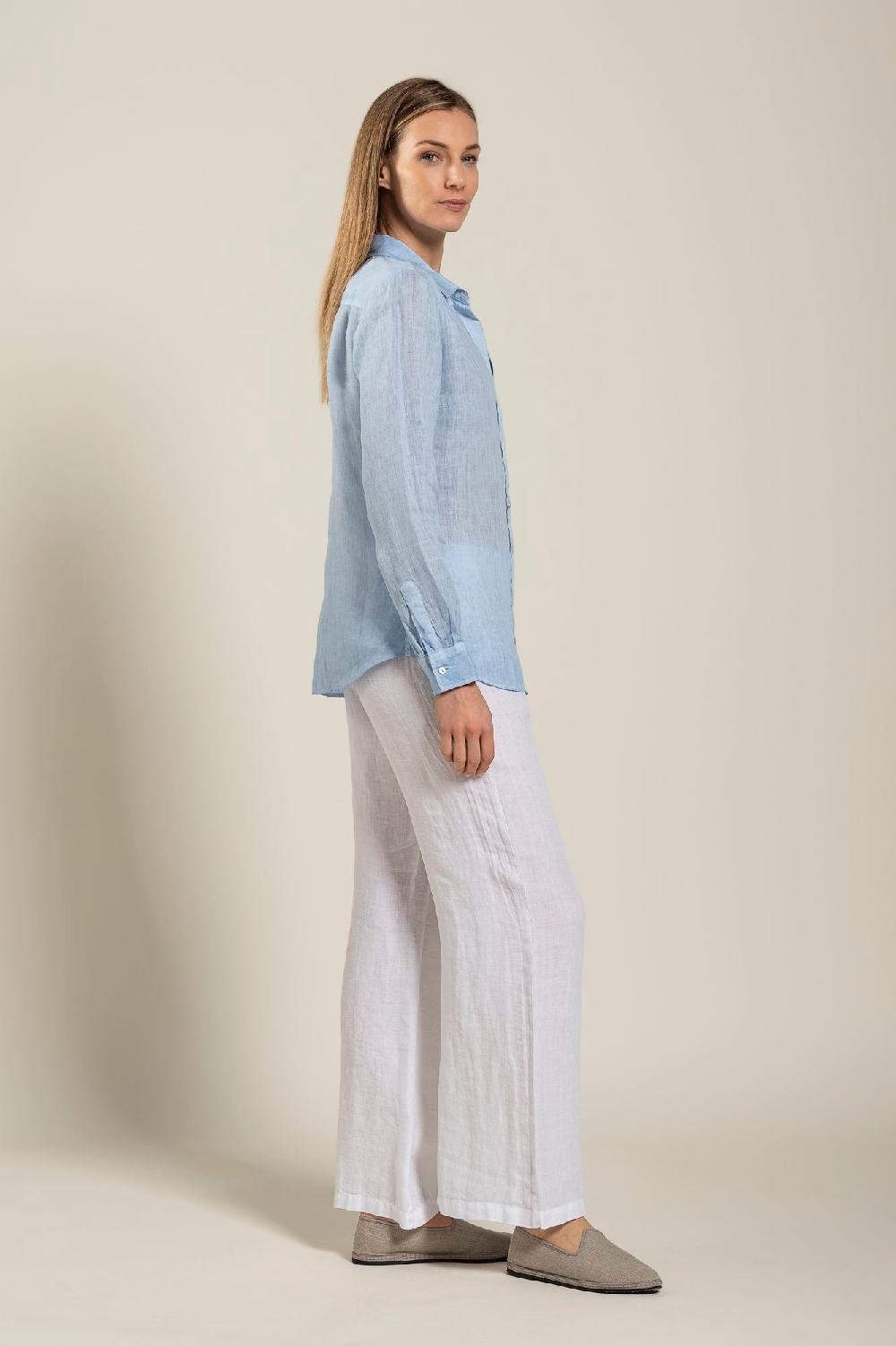 120% Lino Long Sleeve Woman Shirt Vendita Economica