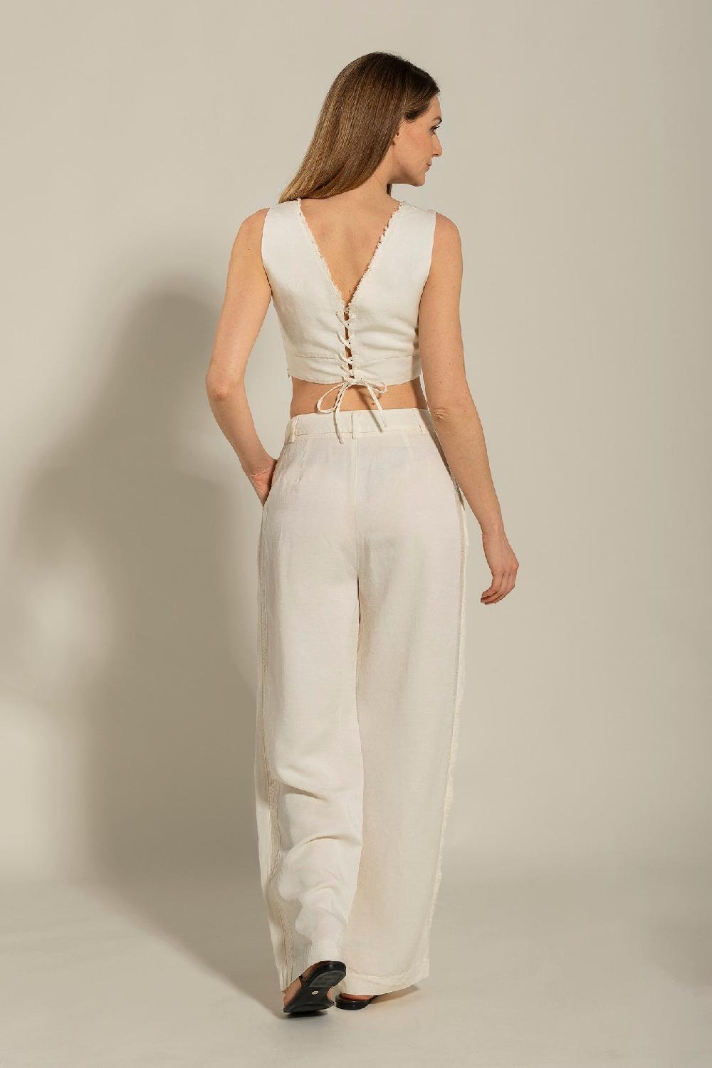120% Lino Pant with Side Sequin Details Nuova