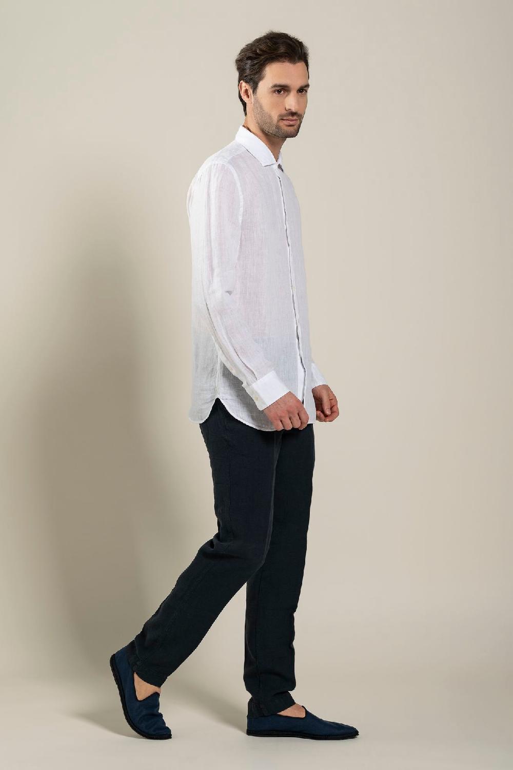120% Lino Long Sleeve Slim Fit Shirt Flash Sale