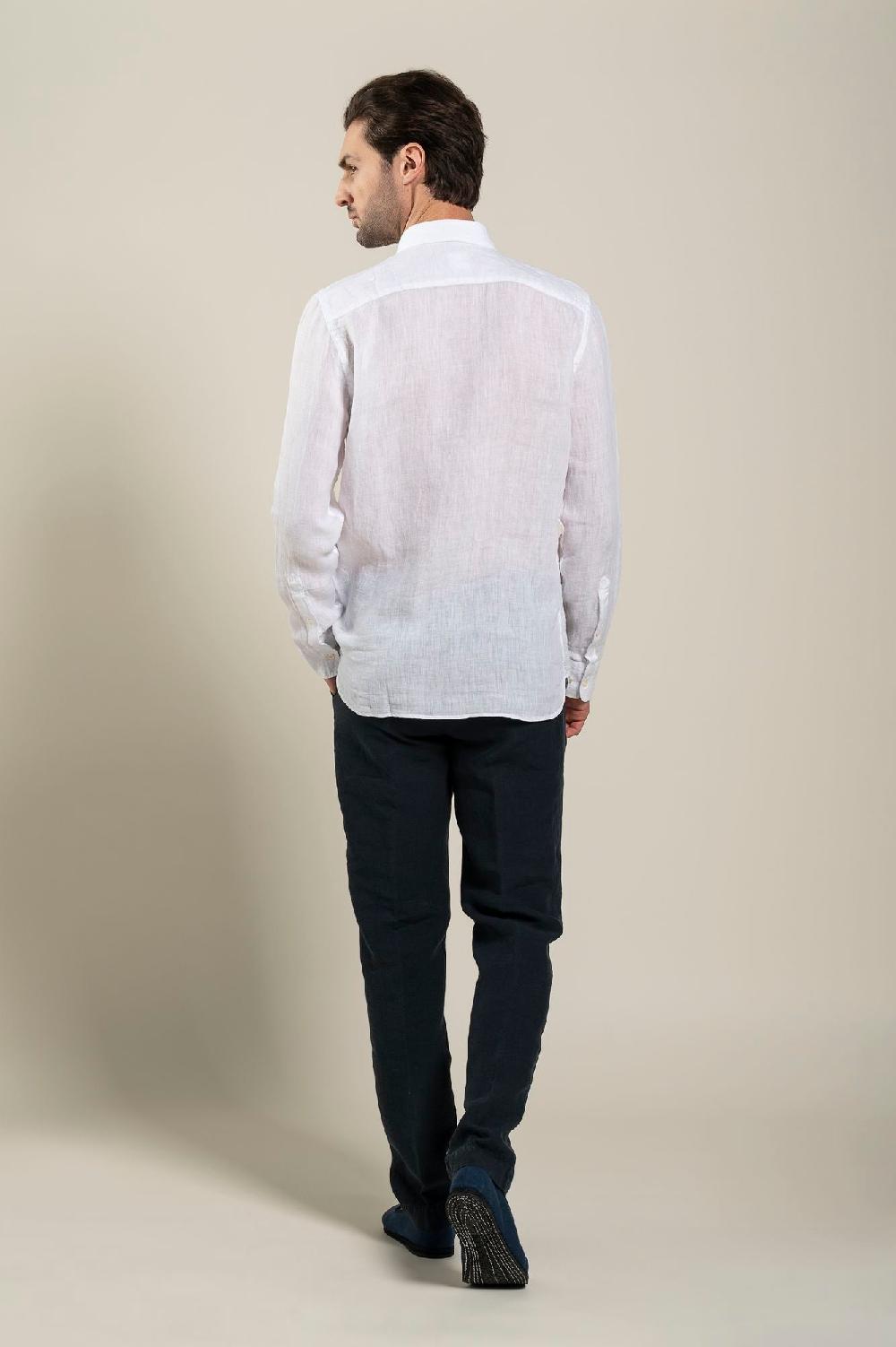 120% Lino Long Sleeve Slim Fit Shirt Flash Sale